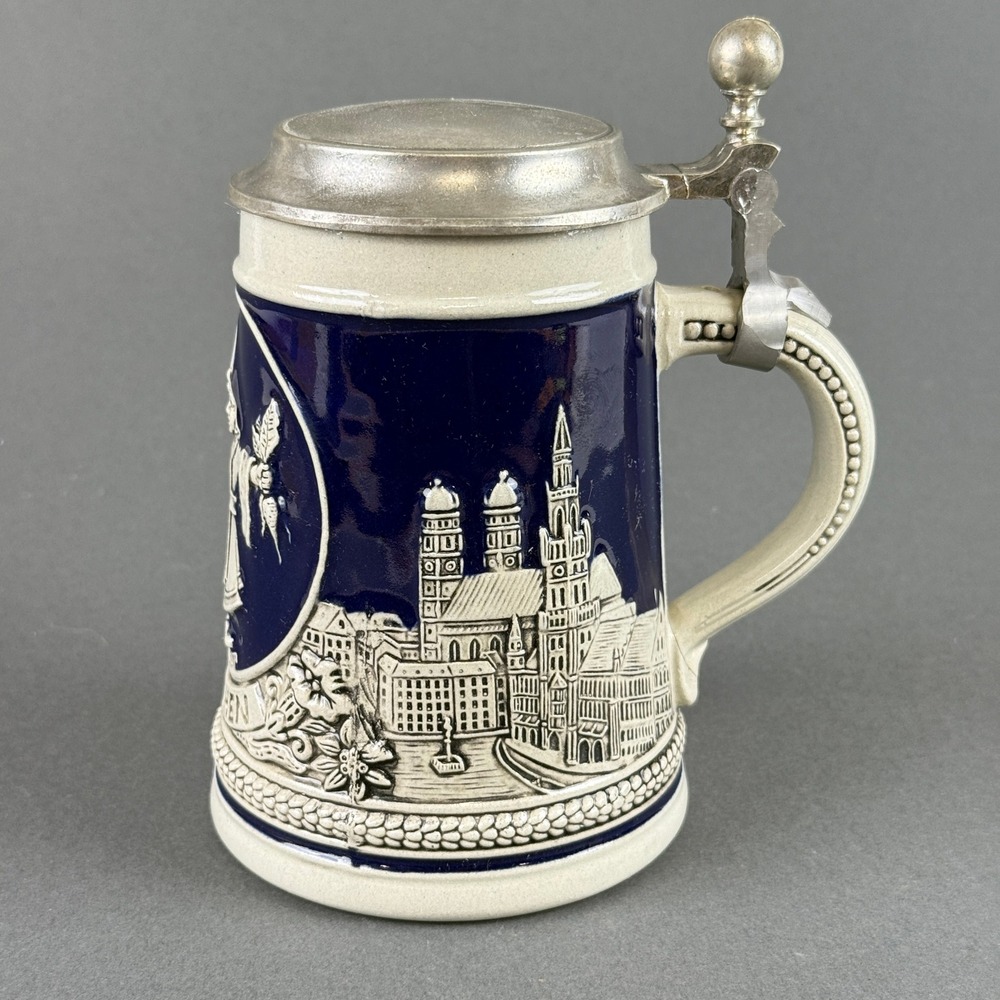 Gerz Beer Stein Stoneware made in West Germany‎ Cobalt Blue